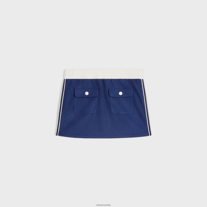 CELINE žene mini suknja od teksturiranog žerseja 3WED6827 odjeća tamnoplava/bijela