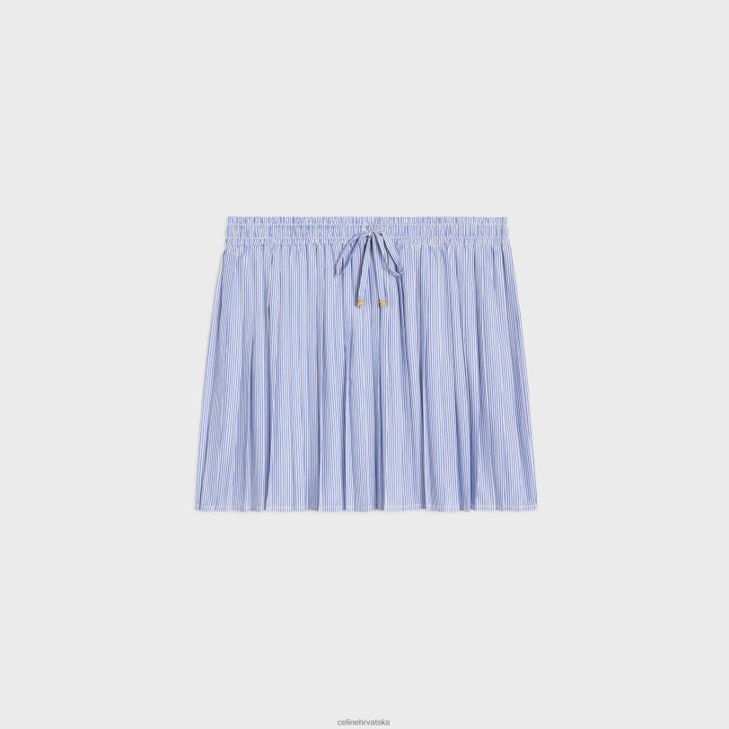 CELINE žene plisirana pidžama suknja od prugastog pamuka 3WED6826 odjeća bijelo/morsko