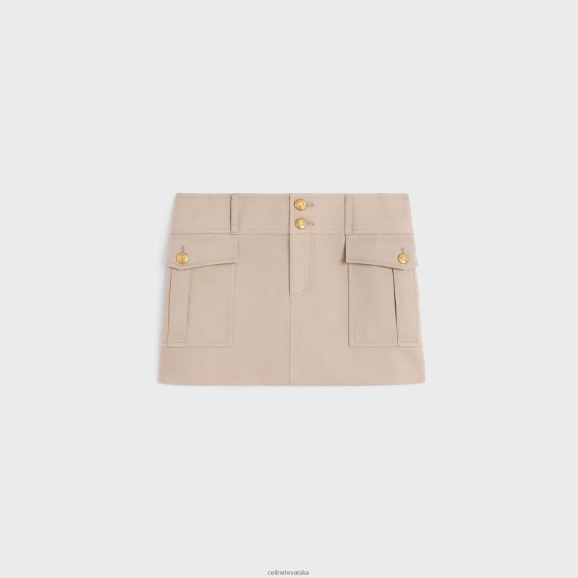 CELINE žene vojnička trapez suknja od dijagonalne vune 3WED6816 odjeća britanska bež