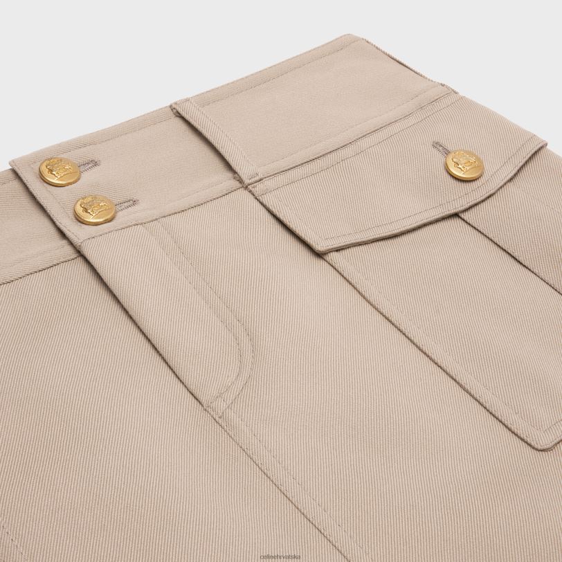 CELINE žene vojnička trapez suknja od dijagonalne vune 3WED6816 odjeća britanska bež