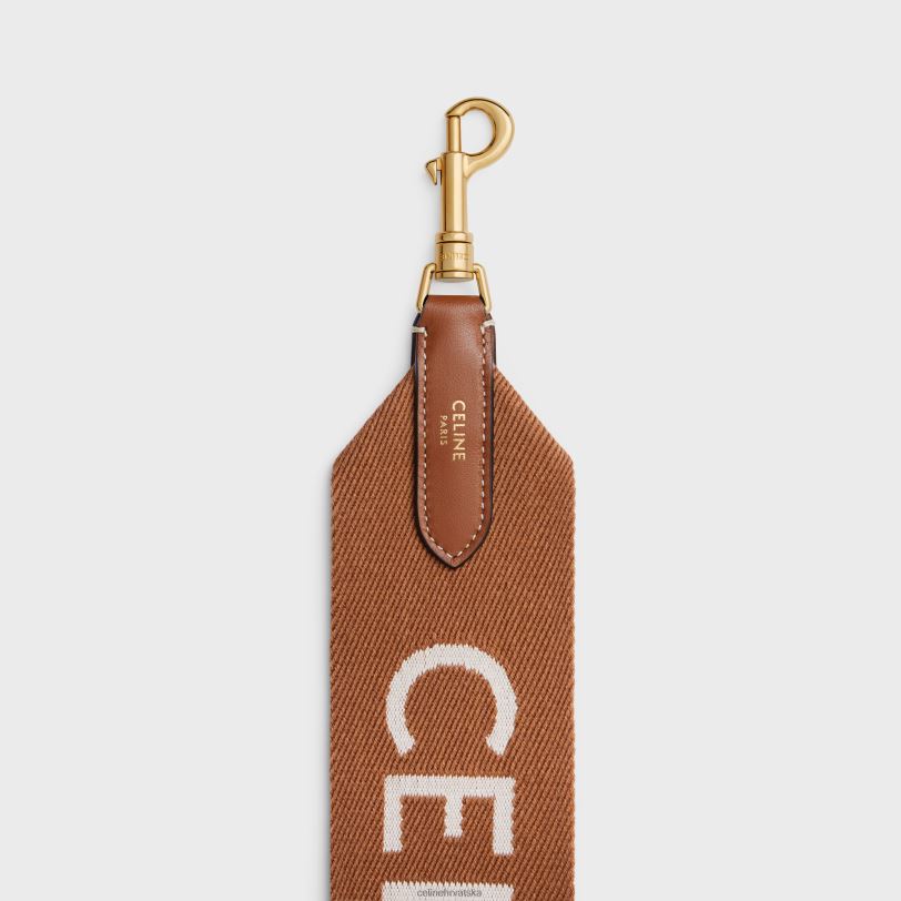 CELINE žene dugi remen od vune s jacquardom sa zlatnom završnom obradom 3WED6516 pribor preplanulo/bijelo