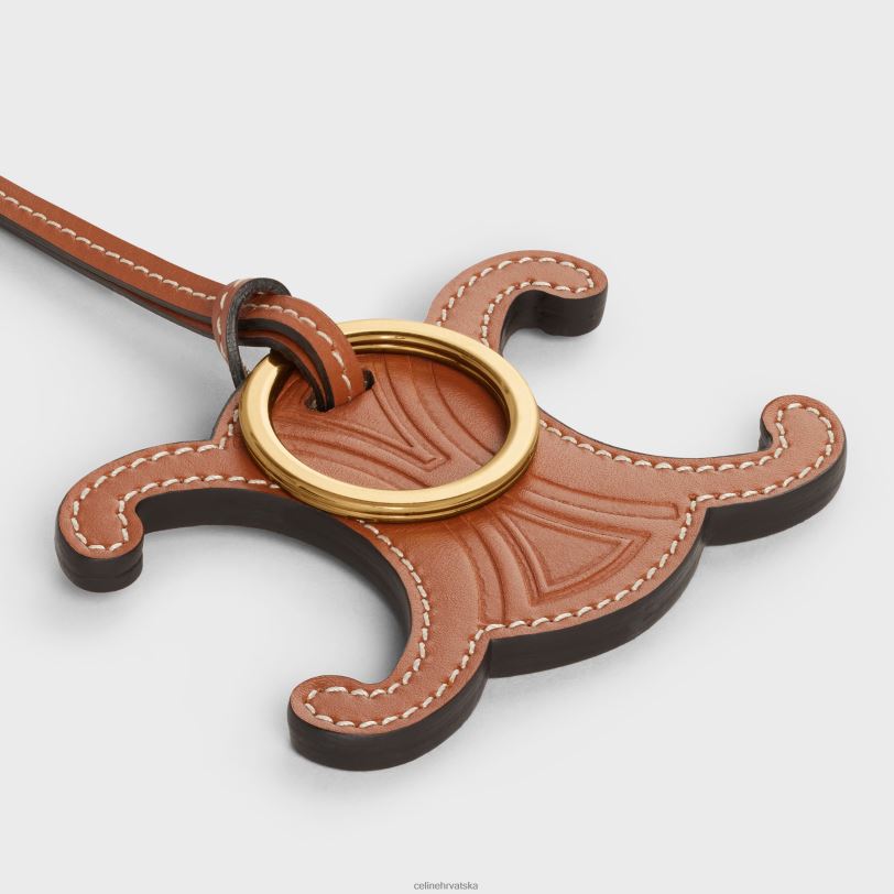 CELINE žene triomphe privjesak za ključeve od glatke teleće kože sa zlatnom završnom obradom 3WED6526 pribor preplanuli ten