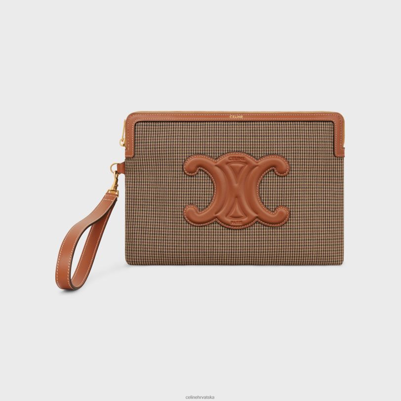 CELINE žene mala torbica s potpisom remena od pied de poule tekstila 3WED6547 pribor višebojan