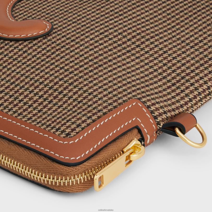 CELINE žene mala torbica s potpisom remena od pied de poule tekstila 3WED6547 pribor višebojan
