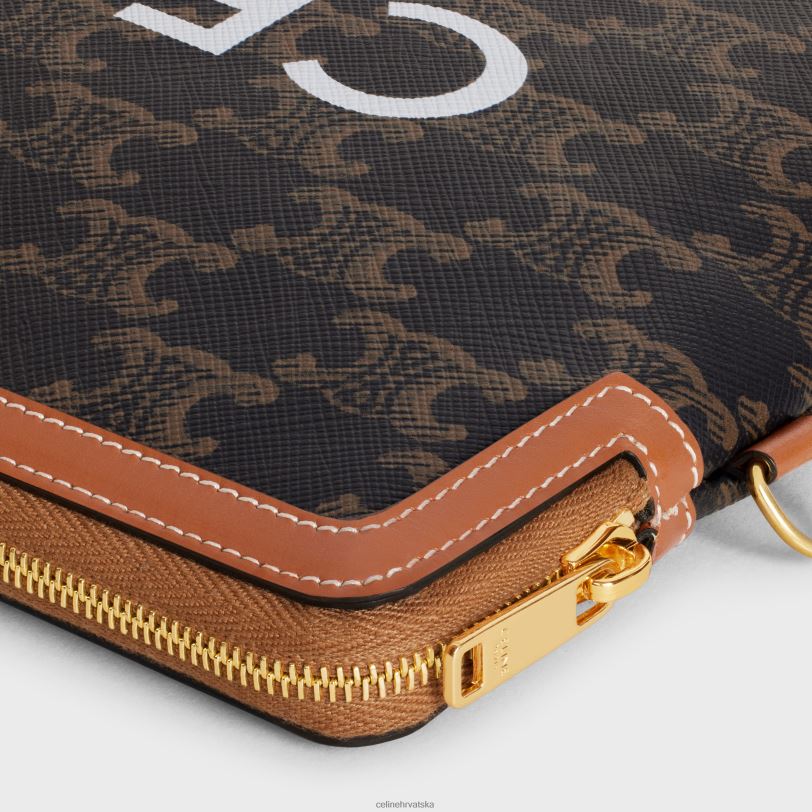 CELINE žene mala torbica s potpisom remena u triomphe platnu s tiskom 3WED6508 pribor preplanuli ten