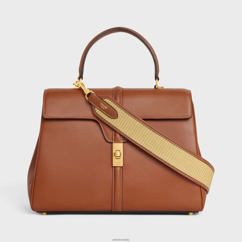 CELINE žene remen od tkanine s efektom rafije i teleće kože sa zlatnom završnom obradom 3WED6404 pribor prirodan/tan