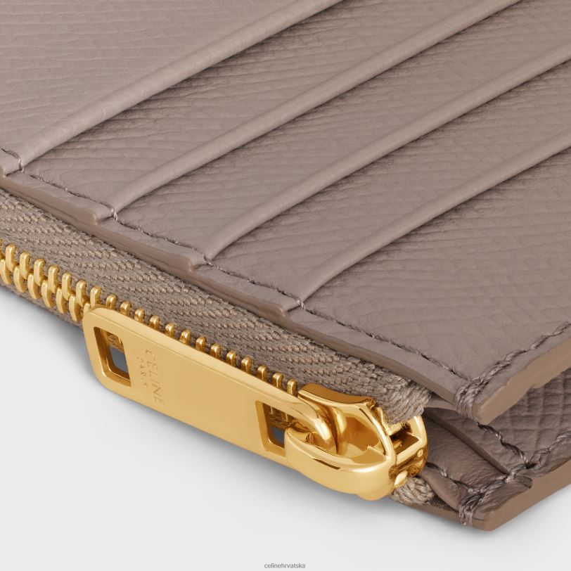 CELINE žene Kompaktni držač kartice s patentnim zatvaračem, osnovne stvari od zrnaste teleće kože 3WED6507 pribor kamenčić