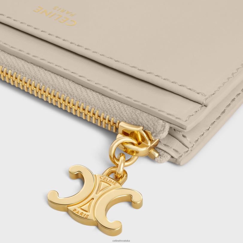 CELINE žene držač kartica s patentnim zatvaračem Triomphe privjesci od sjajne teleće kože 3WED6428 pribor svijetli kamen