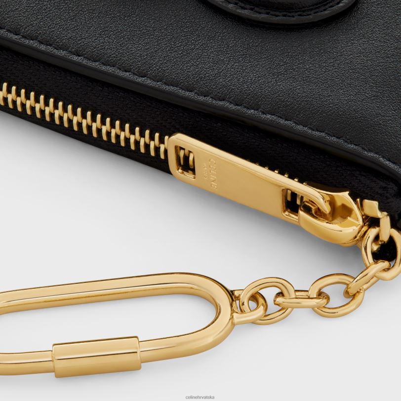 CELINE žene torbica za novčiće i kartice cuir triomphe od glatke teleće kože 3WED6495 pribor crno