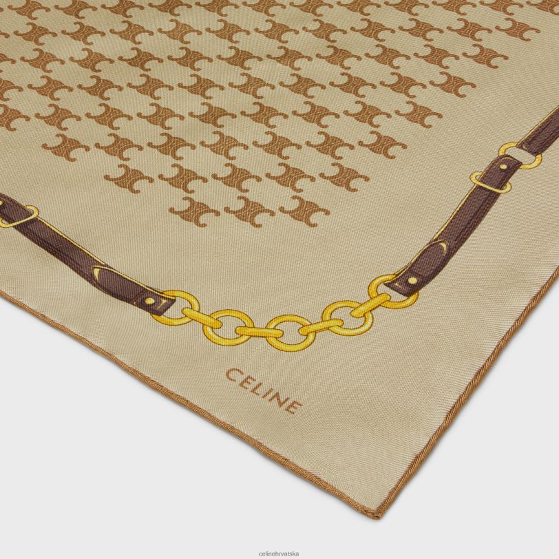 CELINE žene bandana u baštinskom svilenom keperu 3WED61216 pribor bež