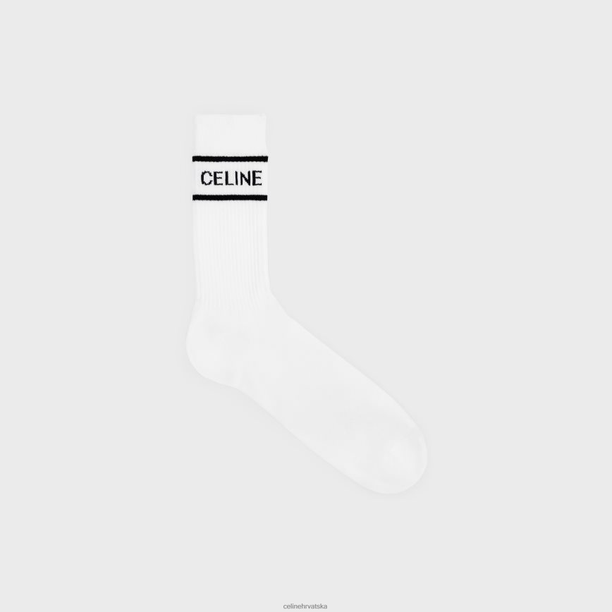 CELINE žene prugaste pamučne čarape bijelo crno pribor 3WE2E2197