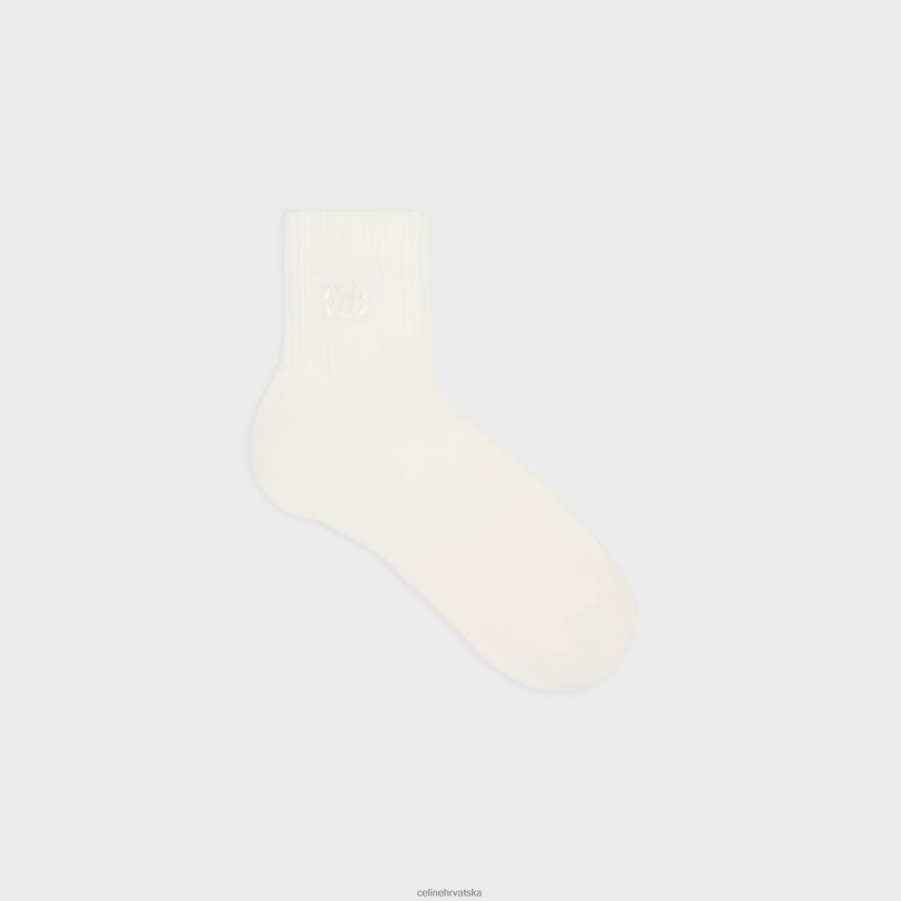 CELINE žene triomphe čarape od rebrastog pamuka 3WED61059 pribor ekru