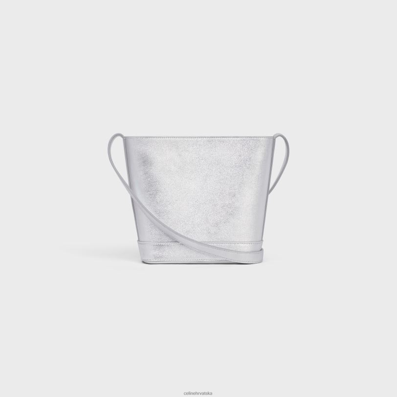 CELINE žene mini bucket cuir triomphe od laminirane teleće kože 3WED6381 pribor srebro