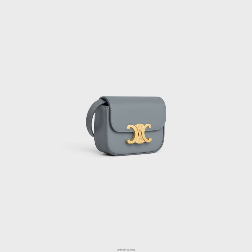 CELINE žene mini claude u sjajnoj telećoj koži 3WED6367 pribor plavo siva