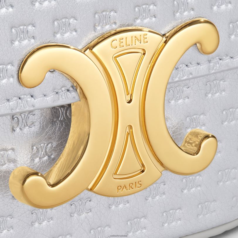 CELINE žene mini lančić claude u laminiranoj telećoj koži reljefni triomphe 3WED6333 pribor srebro