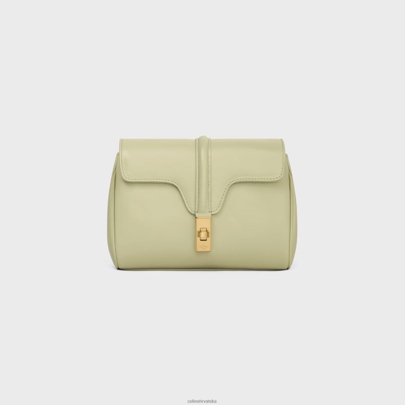 CELINE žene mini soft 16 od glatke teleće kože 3WED6395 pribor badem zelena