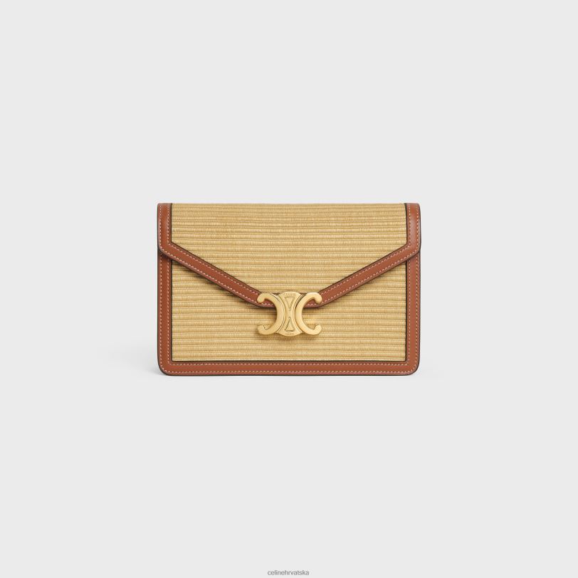 CELINE žene novčanik na lančiću margo od tekstila s efektom rafije i teleće kože 3WED6308 pribor prirodan/tan