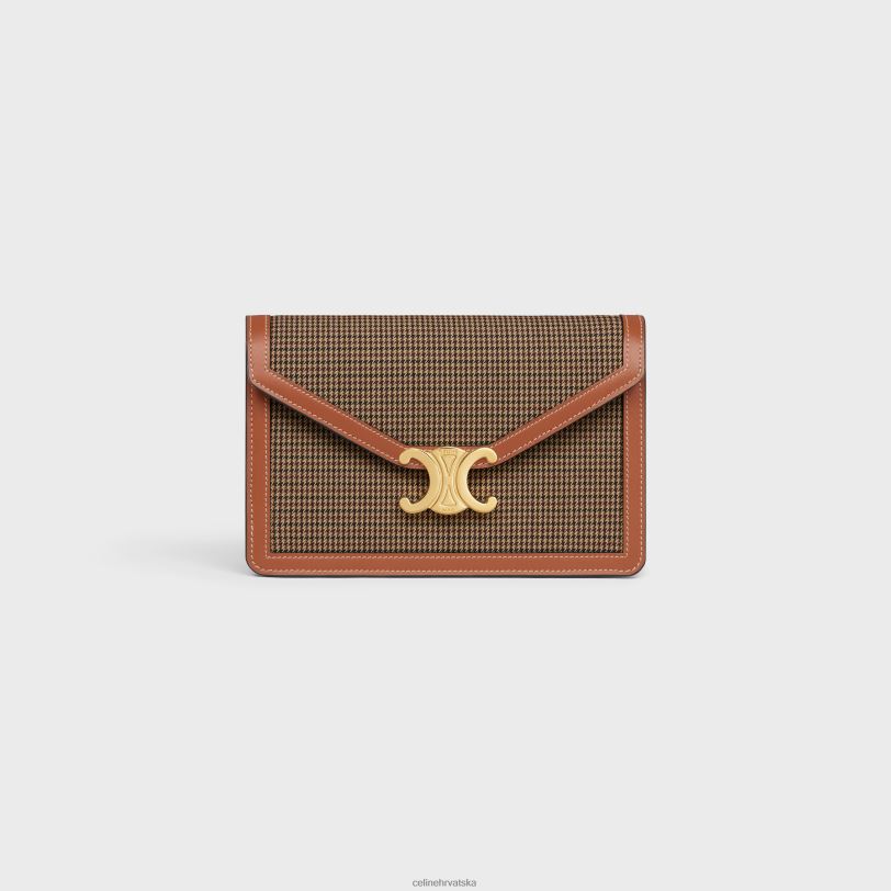 CELINE žene novčanik na lancu margo od pied de poule tekstila i teleće kože 3WED6356 pribor višebojan