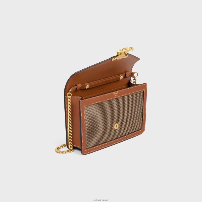 CELINE žene novčanik na lancu margo od pied de poule tekstila i teleće kože 3WED6356 pribor višebojan