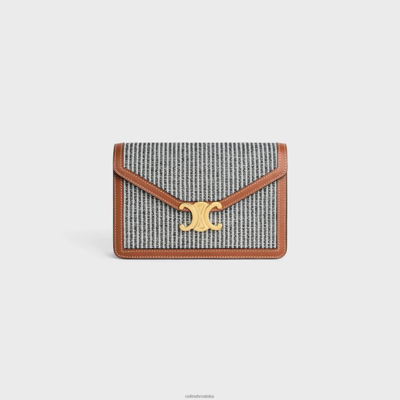 CELINE žene novčanik na lancu margo od prugastog tekstila i teleće kože 3WED6357 pribor antracit