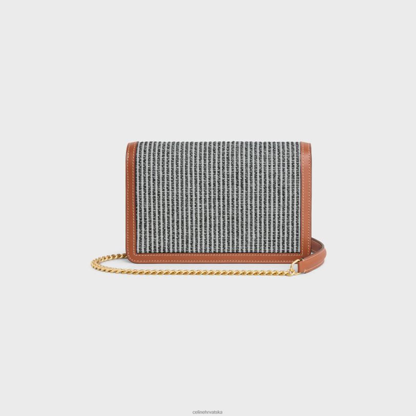 CELINE žene novčanik na lancu margo od prugastog tekstila i teleće kože 3WED6357 pribor antracit