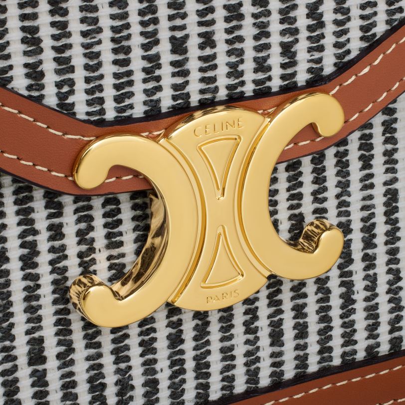 CELINE žene novčanik na lancu margo od prugastog tekstila i teleće kože 3WED6357 pribor antracit