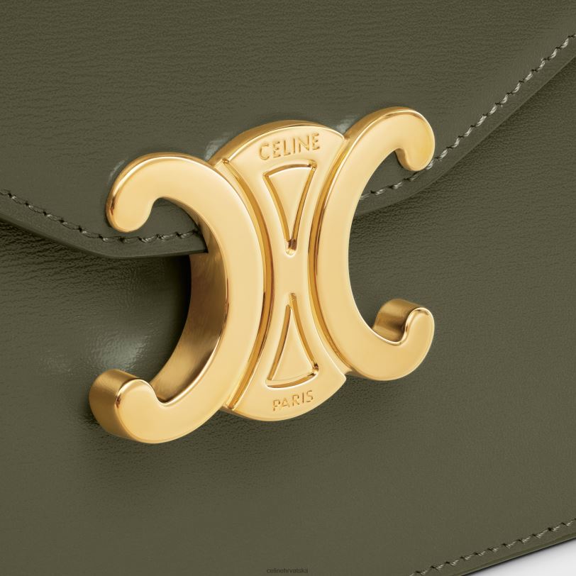 CELINE žene novčanik na lancu margo od sjajne teleće kože 3WED6307 pribor tamnomaslinasto