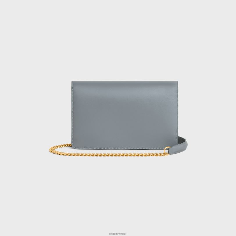 CELINE žene novčanik na lancu margo od sjajne teleće kože 3WED6352 pribor plavo siva