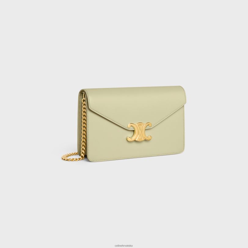 CELINE žene novčanik na lancu margo od sjajne teleće kože 3WED6353 pribor badem zelena