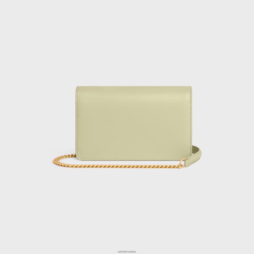 CELINE žene novčanik na lancu margo od sjajne teleće kože 3WED6353 pribor badem zelena