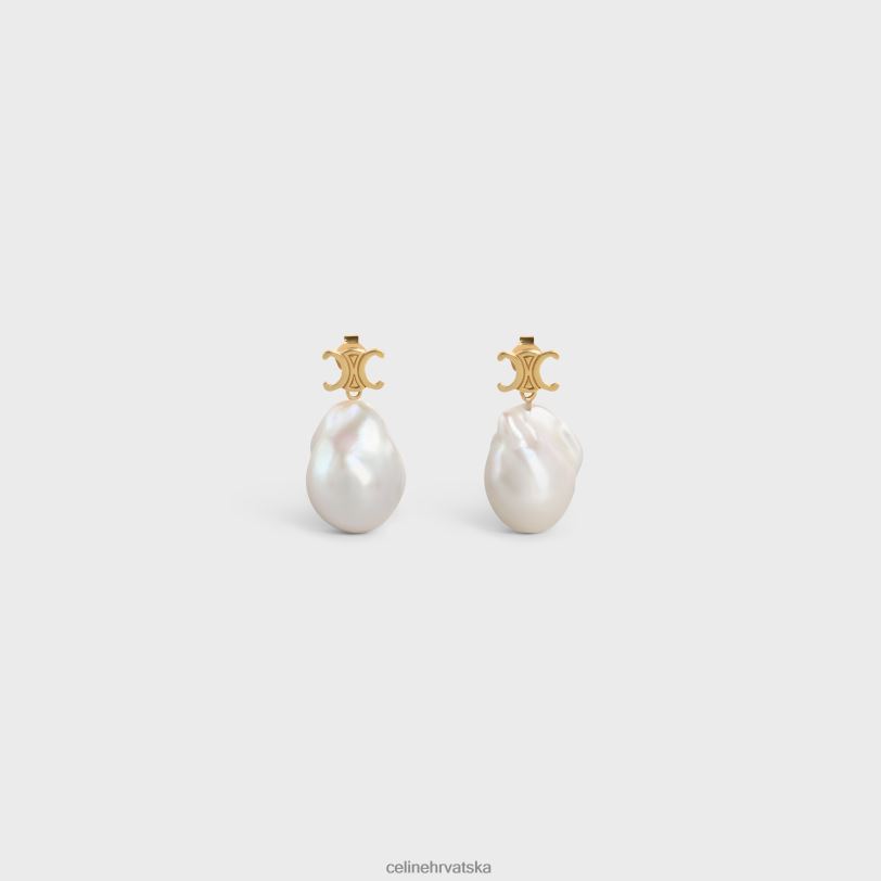 CELINE žene barokne triomphe naušnice od mesinga sa zlatnom obradom i uzgojenim biserima 3WED61273 pribor zlato/bjelokost