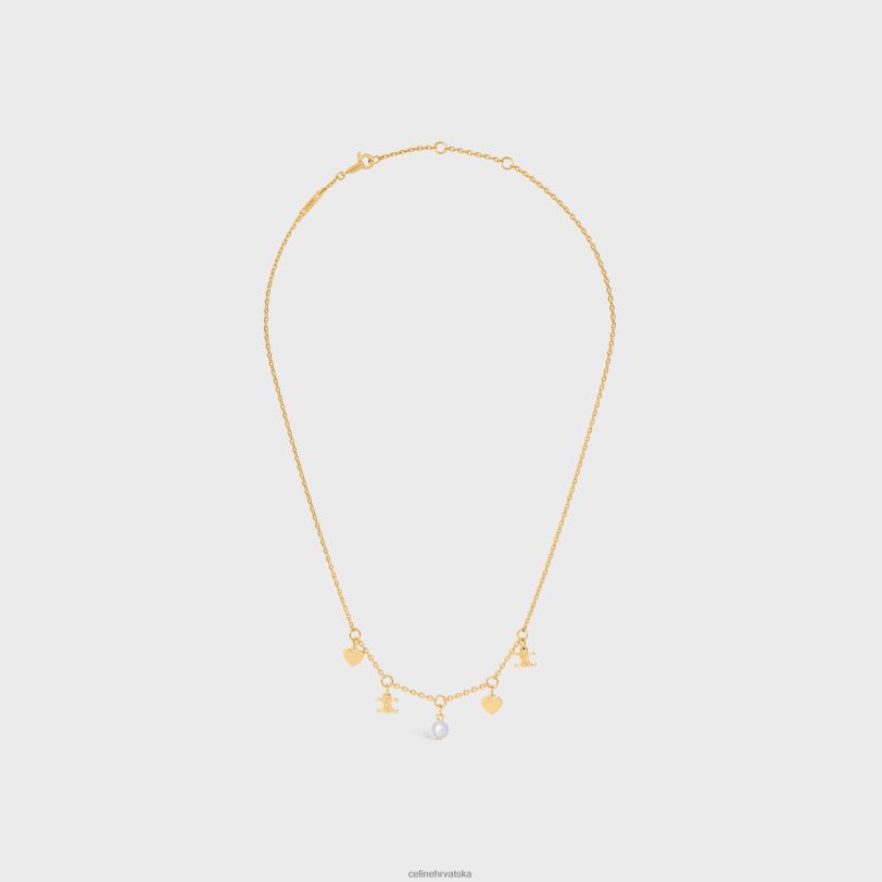 CELINE žene coeur charms ogrlica od mesinga sa zlatnim završetkom i smolastim biserom 3WED61356 pribor zlato/bjelokost