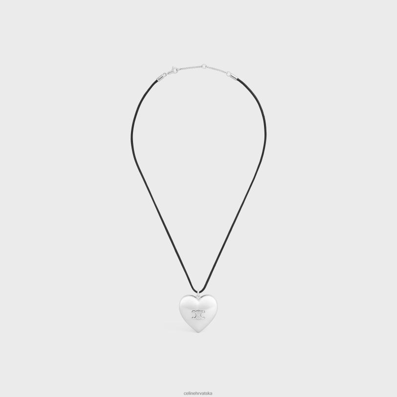 CELINE žene coeur triomphe ogrlica od mesinga s rodijskom završnom obradom i pamukom 3WED61256 pribor srebrna/crna