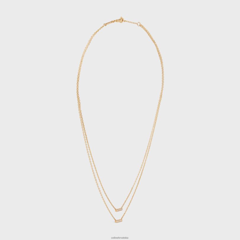 CELINE žene dvostruka ogrlica s dijamantima 3WED61390 pribor žuto zlato & bijelo