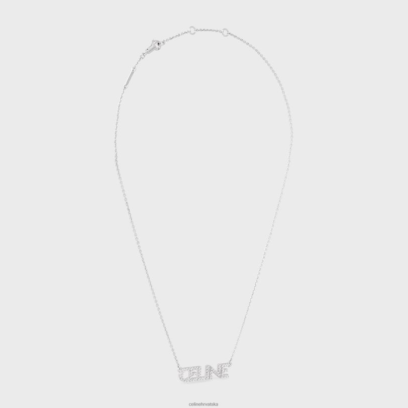 CELINE žene jednobojna ogrlica od mesinga s rodijem i kristalima 3WED61251 pribor srebro