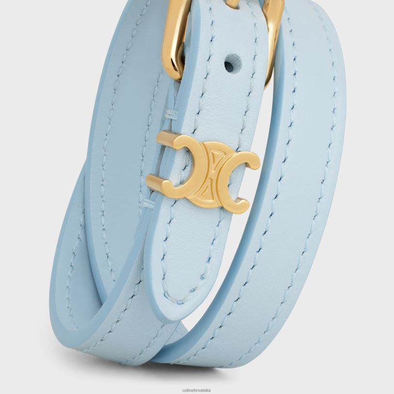 CELINE žene les cuirs dvostruka narukvica od teleće kože i mesinga sa zlatnom završnom obradom 3WED61269 pribor zlatna/blijedoplava