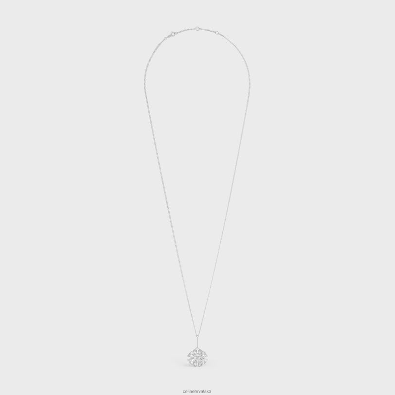 CELINE žene ogrlica s tratinčicama od mesinga s rodij završetkom i žicama 3WED61355 pribor srebro