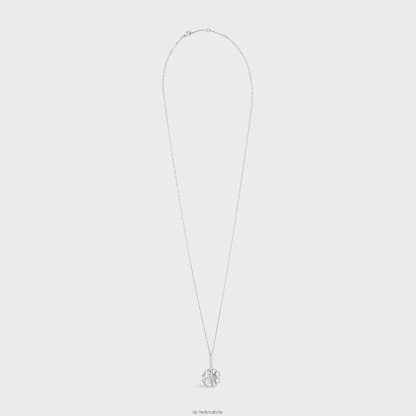 CELINE žene ogrlica s tratinčicama od mesinga s rodij završetkom i žicama 3WED61355 pribor srebro