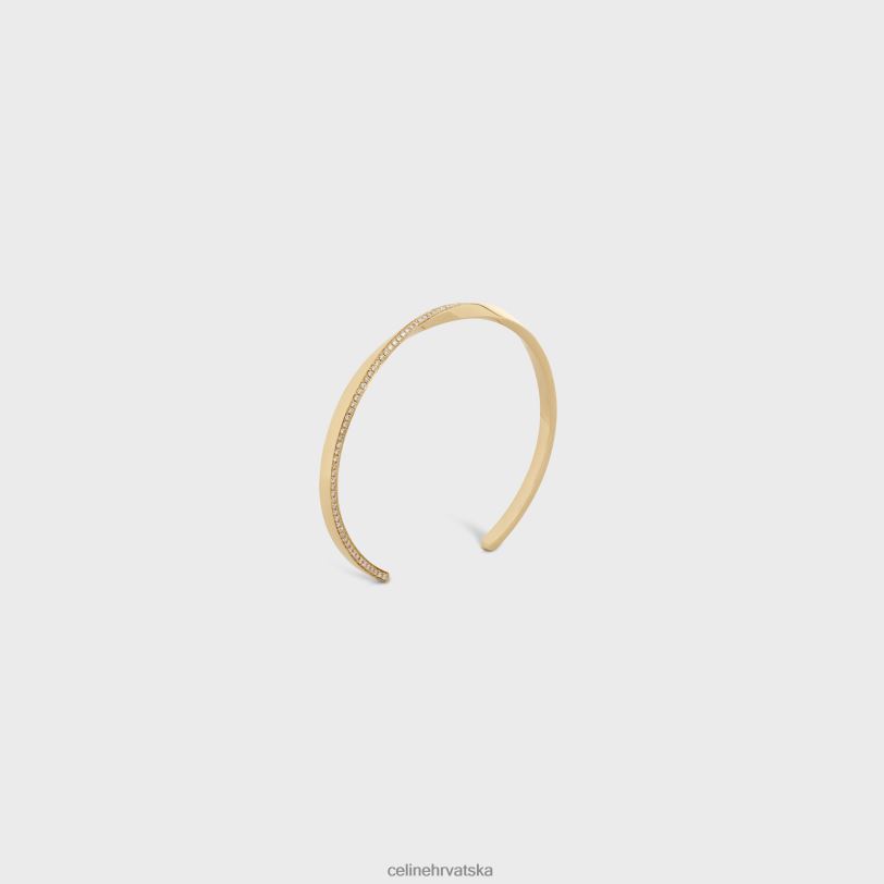 CELINE žene torzijska narukvica s dijamantima 3WED61405 pribor žuto zlato & bijelo