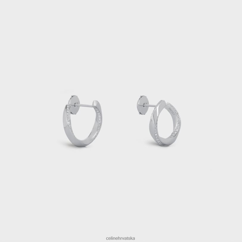 CELINE žene torzijske naušnice u dijamantima 3WED61409 pribor bijelo zlato & bijelo