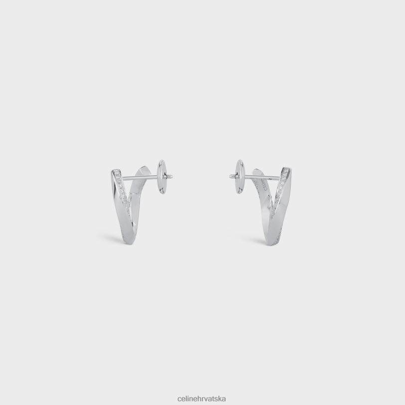 CELINE žene torzijske naušnice u dijamantima 3WED61409 pribor bijelo zlato & bijelo