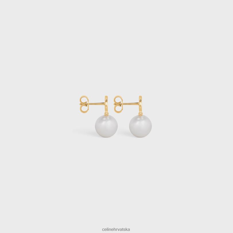 CELINE žene triomphe biserne naušnice od mesinga sa zlatnim završetkom i staklenim biserima 3WED61272 pribor zlato/bjelokost