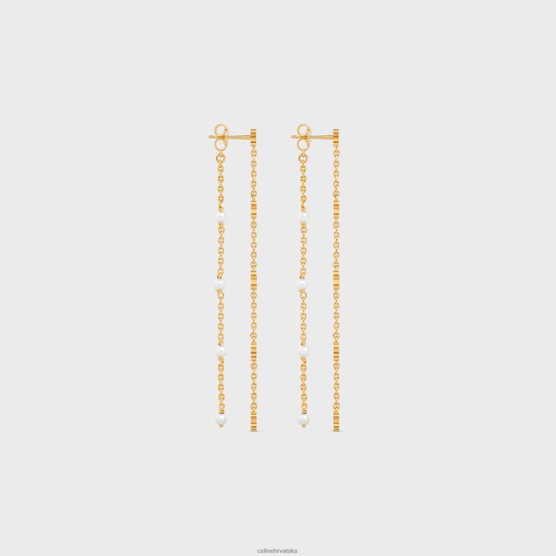 CELINE žene triomphe duge biserne naušnice od mesinga sa zlatnim završetkom i biserima od smole 3WED61283 pribor zlato/bjelokost