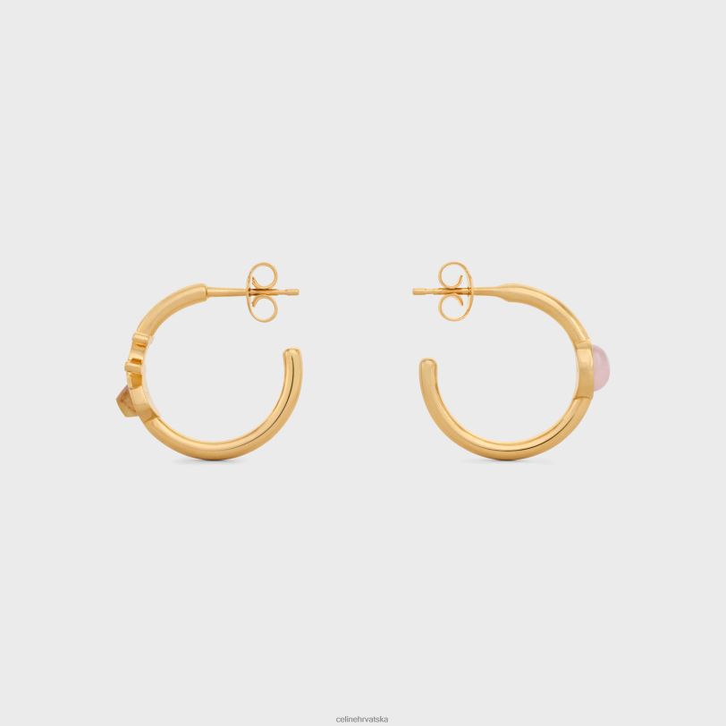 CELINE žene triomphe indie karike od mesinga sa zlatnom završnom obradom, rutilirani kvarc i ružičasti kvarc 3WED61288 pribor zlato/kvarcni rutil/ružičasti qu