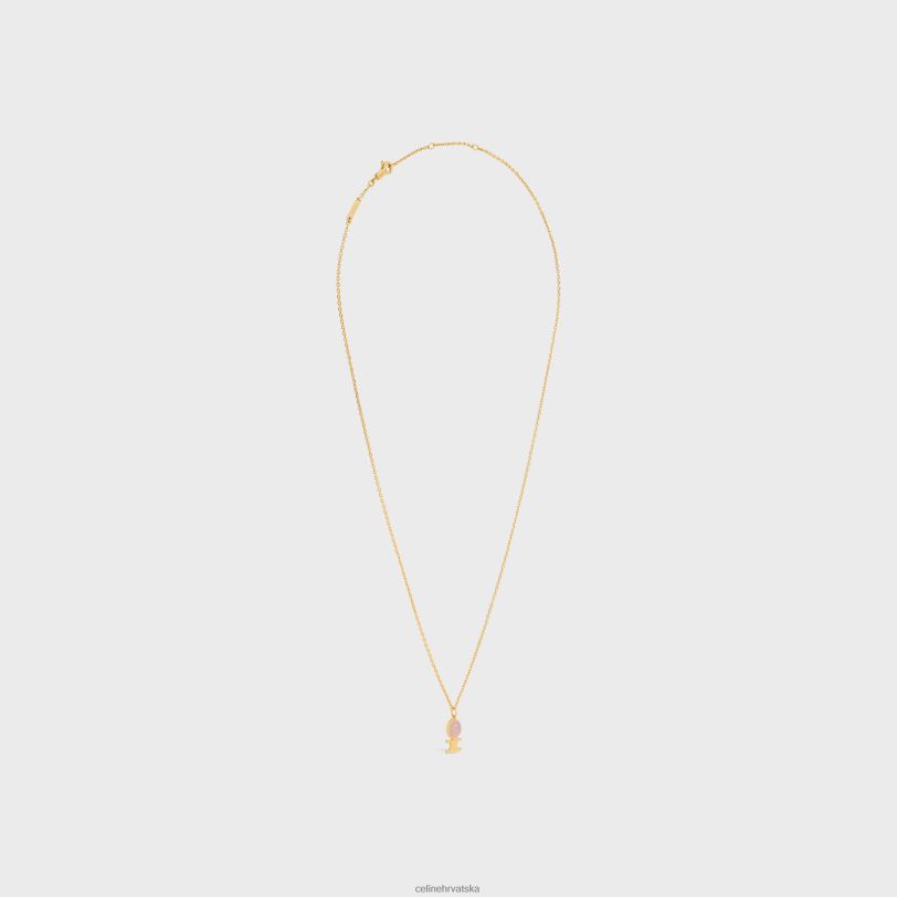 CELINE žene triomphe indie mala ogrlica od mesinga sa završnom obradom od ružičastog kvarca 3WED61284 pribor zlatni i ružičasti kvarc