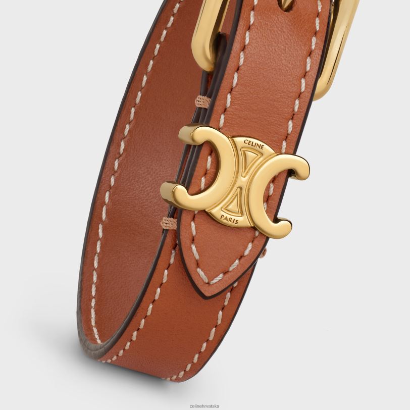 CELINE žene triomphe narukvica od teleće kože i mesinga sa zlatnom završnom obradom 3WED61322 pribor zlato/tan