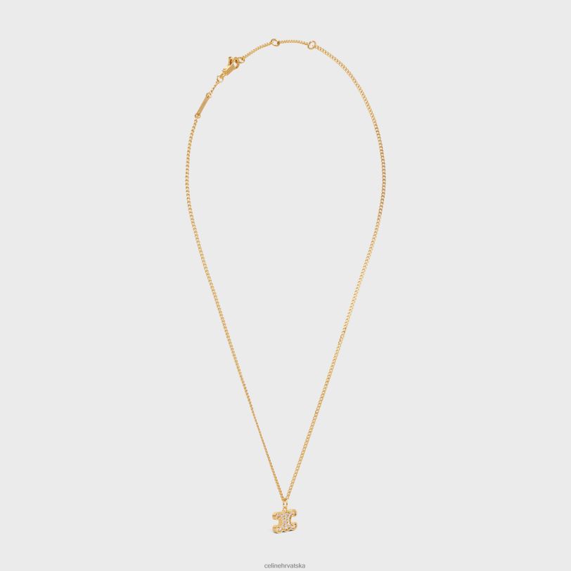 CELINE žene triomphe ogrlica od kamenčića od mesinga s završnim slojem i kristalima 3WED61299 pribor zlato