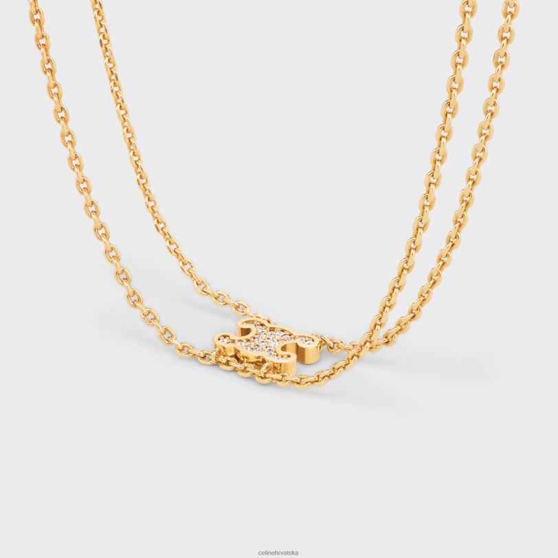 CELINE žene triomphe viseća narukvica od mesinga sa završnim slojem i kristalima 3WED61301 pribor zlato