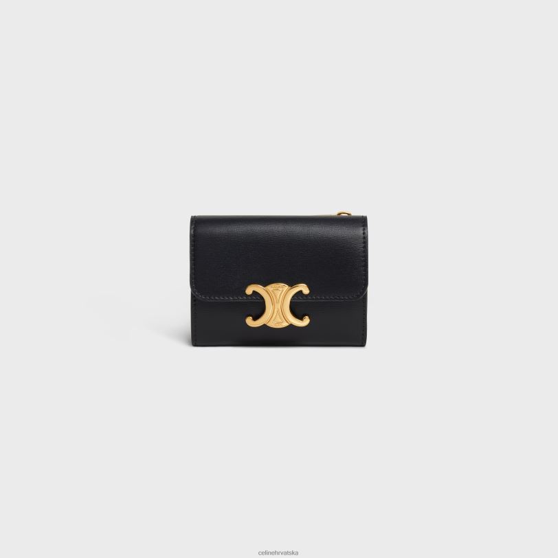 CELINE žene kompaktni novčanik s kovanicama od sjajne teleće kože 3WED6407 pribor crno