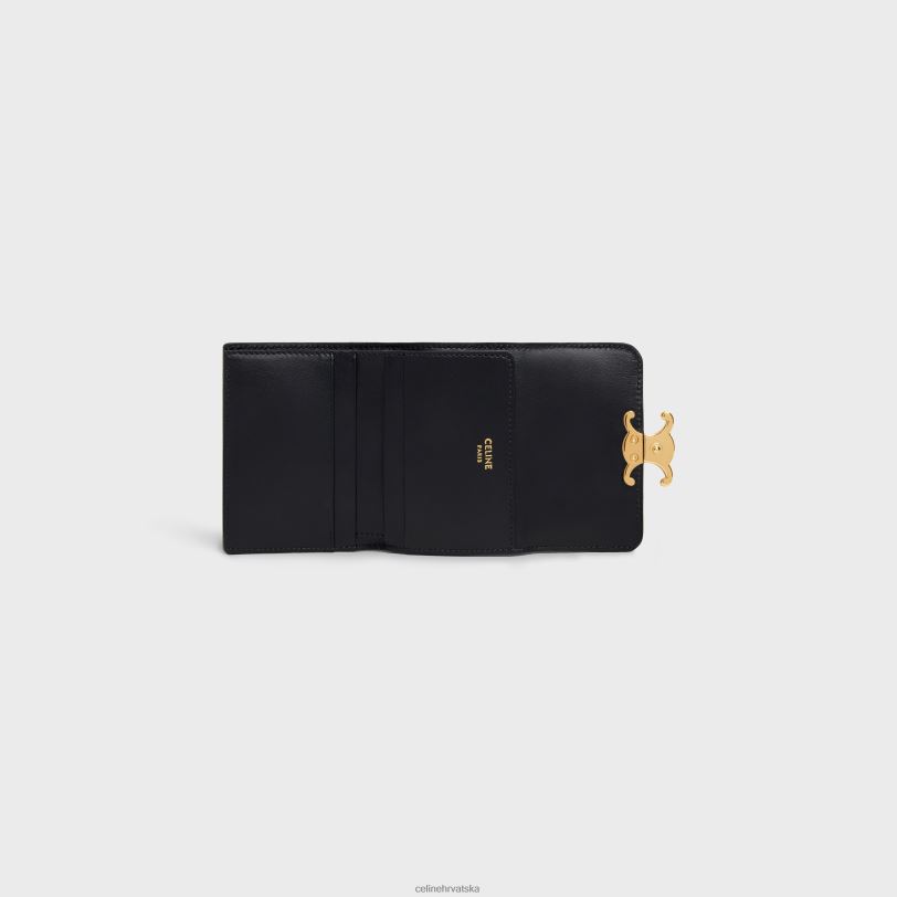 CELINE žene kompaktni novčanik s kovanicama od sjajne teleće kože 3WED6407 pribor crno